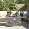 43.5 Inch Rectangle Faux Stone Propane Gas Fire Pit Table with Lava Rock and PVC Cover-Gray