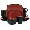 Gibson Elite Soho Lounge 16 Piece Matte Glazed Stoneware Dinnerware Set in Red