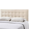 Queen size Modern Ivory Fabric Upholstered Button Tufted Headboard