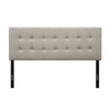 King Button-Tufted Headboard in Light Grey Beige Taupe Upholstered Fabric