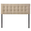 King size Beige Fabric Upholstered Mid-Century Style Headboard