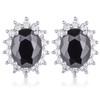 Rhodium Plated Black Petite Royal Oval Earrings