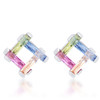 Myra 10ct Multicolor CZ Rhodium Stud Earrings