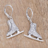 Delicate .85Ct Rhodium Plated Ice Skate Earrings