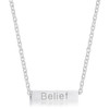 Luck Rhodium Stainless Steel Bar Script Necklace