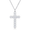 Micro Beaded Rhodium Plated Clear CZ Cross Pendant