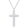 Micro Beaded Rhodium Plated Clear CZ Cross Pendant