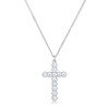 Micro Beaded Rhodium Plated Clear CZ Cross Pendant