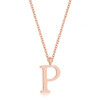 Elaina Rose Gold Stainless Steel P Initial Necklace