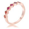 Rose Gold Plated Multi-Color Septem Princess Cut Half Eternity Band