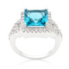 Halo Style Princess Cut Aqua Blue Cocktail Ring