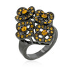 Black Mystique Yellow Crystal Floral Ring