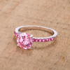2.3CT Pink CZ Rhodium Ring