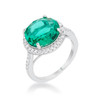 Emie 7.3ct Blue Green CZ Rhodium Classic Ring