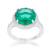 Emie 7.3ct Blue Green CZ Rhodium Classic Ring