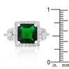 Halo Style Princess Cut Emerald Green Cocktail Ring