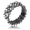 Hematite Clear CZ Alternating Baguette Round Eternity Band