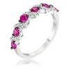 .18Ct Rhodium and Hematite Plated S Shape Fuchsia and Clear CZ Half Eternity Band