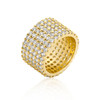 Goldtone Finishd Wide Pave Cubic Zirconia Ring