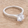 1.56Ct Contemporary Rhodium Plated CZ Solitaire Ring
