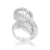 Lina 0.4ct CZ Rhodium Leaf Wrap Ring