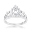 Aurora 0.34ct CZ Rhodium Heart Crown Ring