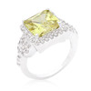 Halo Style Princess Cut Peridot Cocktail Ring