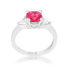 Shonda 1.8ct Fuchsia CZ Rhodium Cushion Classic Statement Ring