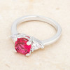 Shonda 1.8ct Fuchsia CZ Rhodium Cushion Classic Statement Ring