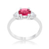 Miranna 1.2ct Fuchsia CZ Rhodium Classic Oval Ring