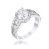 2.1Ct Rhodium Plated Solitaire Engagement Halo Ring