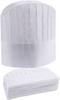 White Chef Hats; 12" Tall. Pack of 10 Viscose Hair Covers with Pleats. Disposable Non-Woven Lightwe