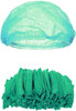 Pack of 100 Green Mob Caps 21' Hair Caps with Elastic Stretch Band Disposable Polypropylene Hair Co