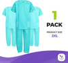 Disposable Scrubs Top and Bottom. Polypropylene Shirts and Paper Scrubs 42 GSM. XX-Large Teal with 