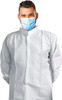 Disposable Lab Coats 40" Long. Pack of 60 White Large PPE Gowns with Stand-Collar; Elastic Wrists; 