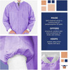 Disposable Lab Jackets; 31" Long. Pack of 100 Purple Hip Length Work Gowns Large. SMS 50 gsm Shirts