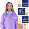 Disposable Lab Jackets; 31" Long. Pack of 100 Purple Hip Length Work Gowns Large. SMS 50 gsm Shirts