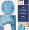 Disposable Lab Jackets; 33" Long. Pack of 100 Blue Hip-Length Work Gowns XX-Large. SMS 50 gsm Shirt