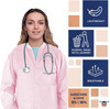 Disposable Lab Jackets; 32" Long. Pack of 100 Pink Hip Length Work Gowns X-Large. SMS 50 gsm Shirts