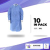 Disposable Lab Coat. Pack of 10 Blue Disposable Gowns Medium. 40 gsm SMS Surgical Gowns with Knit W