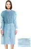 Disposable Isolation Gown Regular; Pack of 50 Blue Disposable Gowns with Sleeves; Knitted Cuffs; Ba