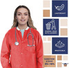 Disposable Lab Jackets; 30inch Long. Pack of 100 Ceil Blue Hip-Length Work Gowns Medium. SMS 50 gsm