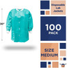 Disposable Lab Jackets; 31" Long. Pack of 100 Teal Hip Length Work Gowns Large. SMS 50 gsm Shirts w