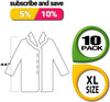 Pack of 10 White Lab Coats. Unisex XL Size Disposable Polypropylene Lab Coats 35 GSM Disposable Lab