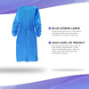 Polyethylene Isolation Gowns Blue. Pack of 30 Adult Disposable Gowns Large. Fluid-Resistant PE Gown