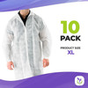 Disposable Lab Coats. Pack of 10 White Adult Frocks. X-Large Polypropylene 50gm/m2 Garment. Non-Ste