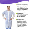 Disposable Lab Coats. Pack of 10 White Adult Frocks. X-Large Polypropylene 50gm/m2 Garment. Non-Ste