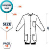 Disposable Lab Coats 41" Long. Pack of 100 Blue Adult Work Gowns X-Large. SMS 40 gsm PPE Clothing w