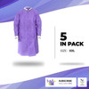 Disposable Lab Coats. Pack of 5 Purple SMS Lab Coats XX-Large. 45 GSM Unisex Lab Coats with Hook an