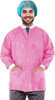 Disposable Lab Jackets; 29" Long. Pack of 10 Pink Hip-Length Work Gowns Small. SMS 50 gsm Shirts wi